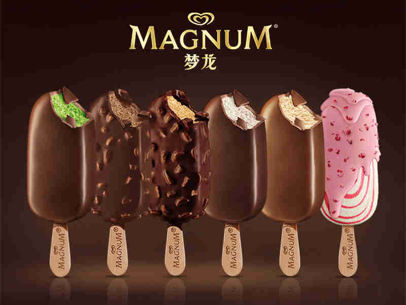 路雪旗下高端冰淇淋品牌梦龙MAGNUM，没有“牛奶”或“牛乳”