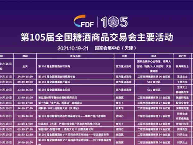 【第105届全国糖酒交易会】主要活动一览表