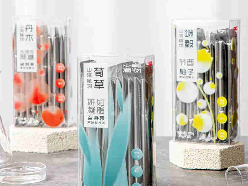山海植物推出三款功能性果冻产品，针对增强饱腹感、美肤以及解酒等不同的需求