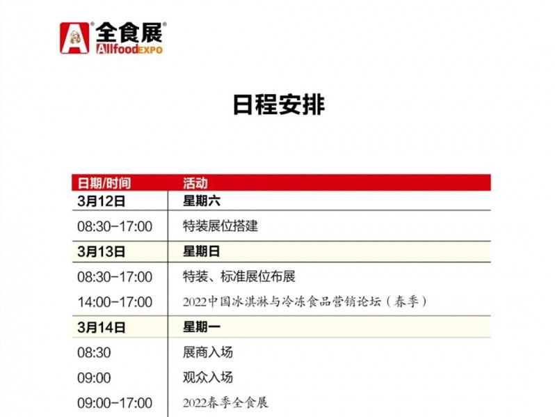 2022春季全球高端食品展览会(全食展)最新日程公布