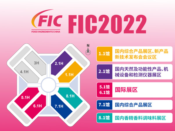 【第二十五届中国国际食品添加剂和配料展览会(FIC2022)】展馆及产品分区