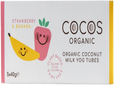 Cocos Organic 上新英国首款儿童有机椰奶酸奶管,有草莓和香蕉两种口味