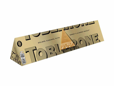 亿滋国际 上新品:限量版Toblerone金装三角巧克力,采用金色焦糖白巧克力