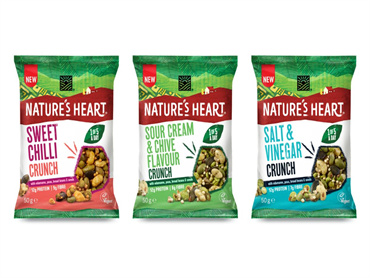 Nature's Heart 上新Crunch系列新口味零食，由毛豆、豌豆、蚕豆和植物种子混合制成