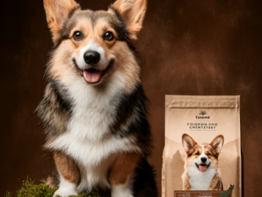 摄图网_603022926_柯基犬坐在树桩上旁边有宠物食品袋(企业商用)_副本.jpg